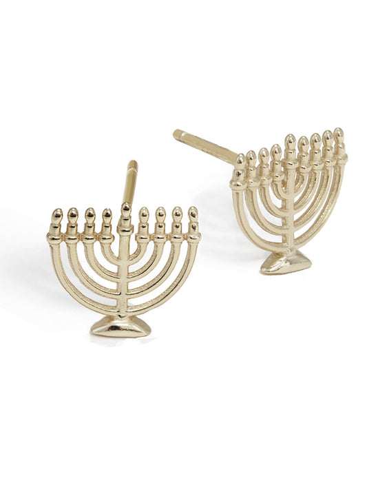 Menorah Jewish Hanukkah Holiday Festive Earrings in Sterling Silver by AAPI Celebrity Jewelry Designer Sonia Hou 