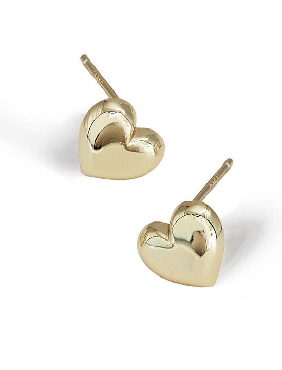 Puffy Heart Stud Earrings in Sterling Silver by AAPI Asian Celebrity Jewelry Designer Sonia Hou - Perfect for Valentine's Day Gift, Mother's Day, Anniversary