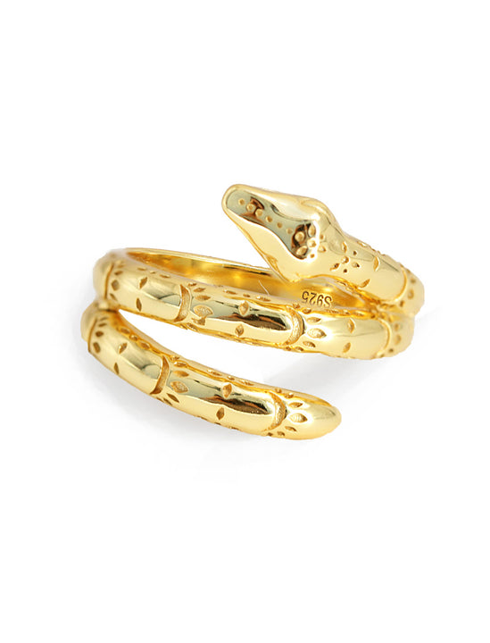 Culturally inclusive Chinese Zodiac Wood Snake x Taylor Swift inspired Reputation ring in 18K gold over Sterling Silver by Sonia Hou, a celebrity AAPI Chinese demi-fine jewelry designer. Perfect for Halloween, Lunar New Year or Swifties at Taylor Swift concerts!