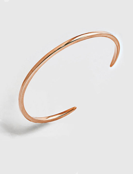 Adjustable minimalist simple Success Thin Cuff Chunky Bold Layering Stacking Statement 2 Way convertible Bangle Cuff Open Bracelet in 18K rose gold vermeil with 925 sterling silver base by Sonia Hou, a celebrity AAPI Chinese demi-fine fashion costume jewelry designer