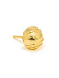 A single gold stud tennis ball earring with a textured, ribbed dome-shaped face and a post, shown on a plain white backgroundby Sonia Hou, a celebrity AAPI inclusive demi-fine jewelry designer. Available in 18K Gold Over Sterling Silver, Sterling Silver and 18K Gold PVD Stainless Steel (Waterproof).