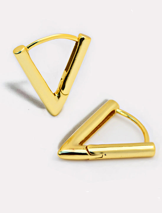 ACHIEVE TRIANGLE GEOMETRIC HUGGIE EARRINGS IN 18K GOLD VERMEIL With Sterling Silver base by Sonia Hou Jewelry
