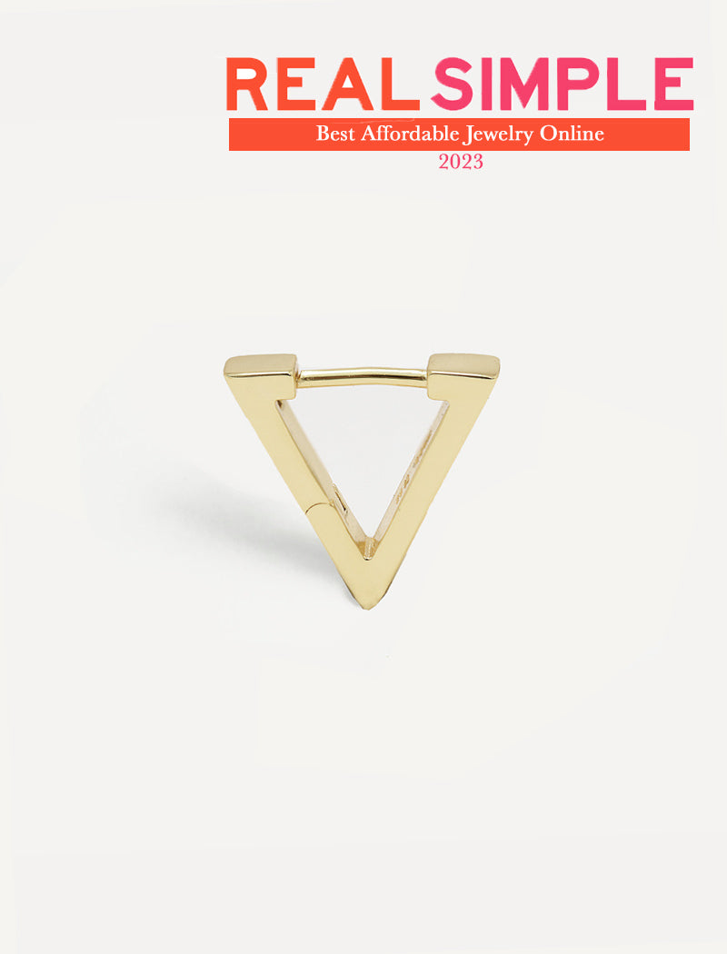 ACHIEVE TRIANGLE GEOMETRIC HUGGIE EARRINGS In Sterling Silver by Sonia Hou Jewelry