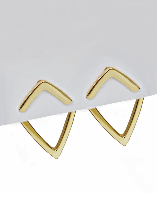 Small modern geometric minimalist simple 2-way convertible TRILL dainty wishbone diamond front back ear jacket stud earrings in 925 sterling silver by Sonia Hou, a celebrity AAPI Chinese demi-fine fashion costume jewelry designer