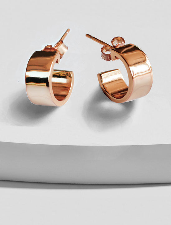 BOSS 18K ROSE GOLD VERMEIL OVER STERLING SILVER MINIMALIST CHUBBY MINI SMALL HOOP EARRINGS by Sonia Hou Jewelry