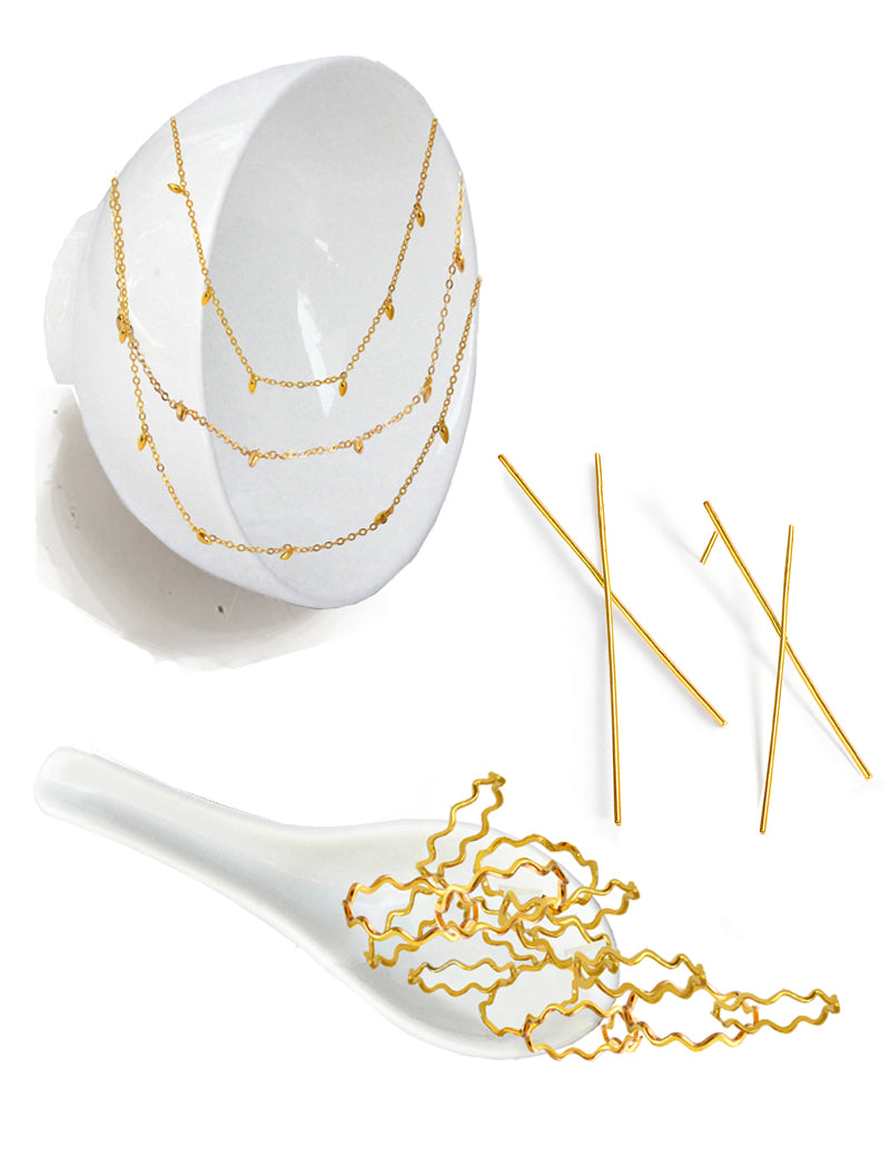 Crazy Asian Collection by Sonia Hou Jewelry featuring Chopstick earrings, Noodle Rings, Rice necklaces in 18K Gold Vermeil