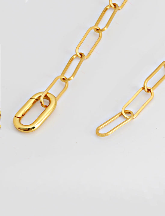 Essential Minimalist Large Thick Chunky Link Chain Paperclip Mid Length Choker Layering Statement Necklace in 18K Gold Vermeil With Sterling Silver base by Sonia Hou, a celebrity Chinese AAPI demi-fine jewelry designer