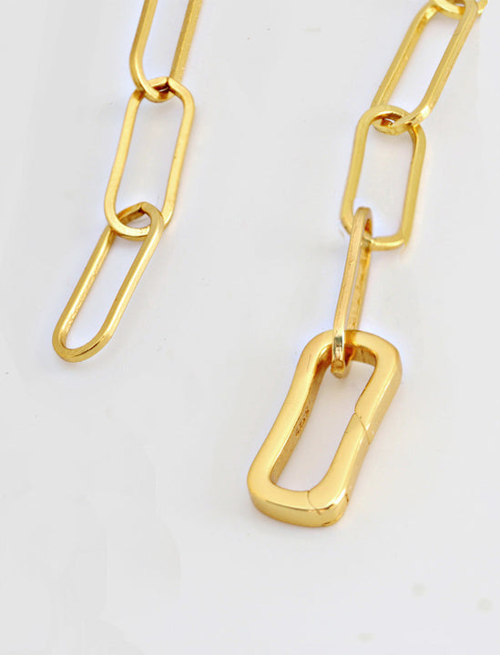 Essential Minimalist Large Bold Thick Chunky Link Chain Paperclip Layering Stacking Statement Bracelet in 18K Gold Vermeil With Sterling Silver base by Sonia Hou, a celebrity Chinese AAPI demi-fine jewelry designer