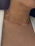 Female model wearing Essential Large Paperclip Necklace in 18K Gold Vermeil by Sonia Hou Jewelry