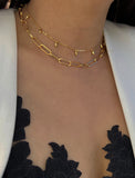 Female Model Wearing Thin RICE Minimalist Chain Necklace in 18K Gold Vermeil by Sonia Hou Jewelry 