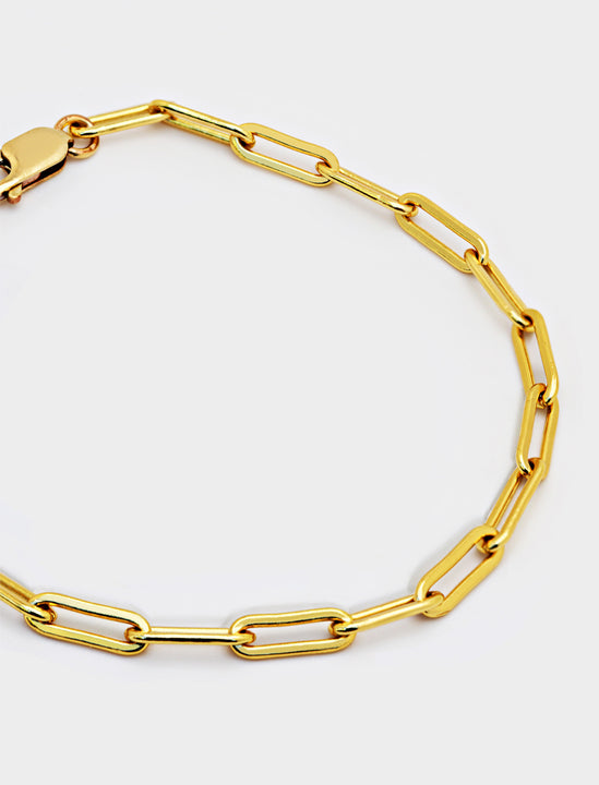 Essential Minimalist Bold Thick Chunky Link Chain Paperclip Layering Stacking Statement Rectangular Bracelet in 18K Gold Vermeil With Sterling Silver base by Sonia Hou, a celebrity Chinese AAPI demi-fine jewelry designer