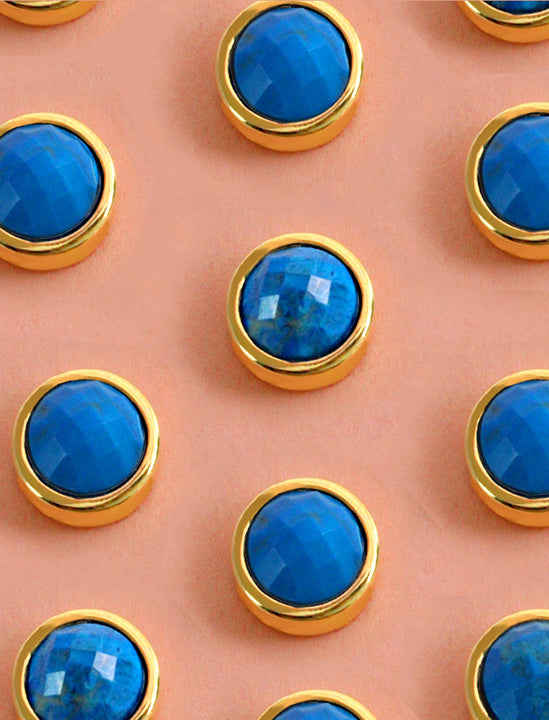 Fire 24K Gold Turquoise Round Studs by Sonia Hou Jewelry