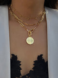 Female model wearing ESSENTIAL PAPERCLIP LINK CHAIN NECKLACE IN 18K GOLD VERMEIL by SONIA HOU Jewelry
