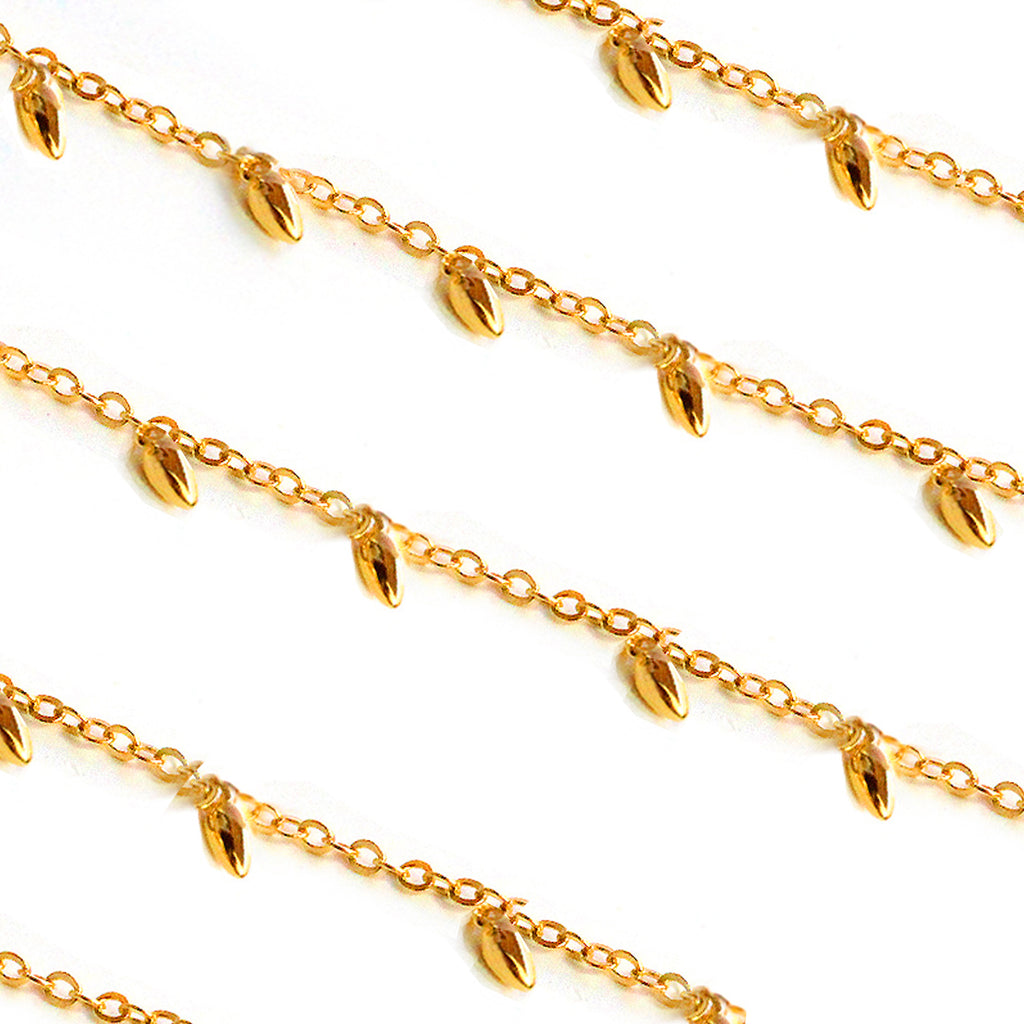 Inclusive Asian Inspired Thin Rice Bead Minimalist Chain Layering Stacking Necklace in 18K Gold Vermeil With Sterling Silver base by Sonia Hou, a celebrity AAPI Chinese demi-fine jewelry designer