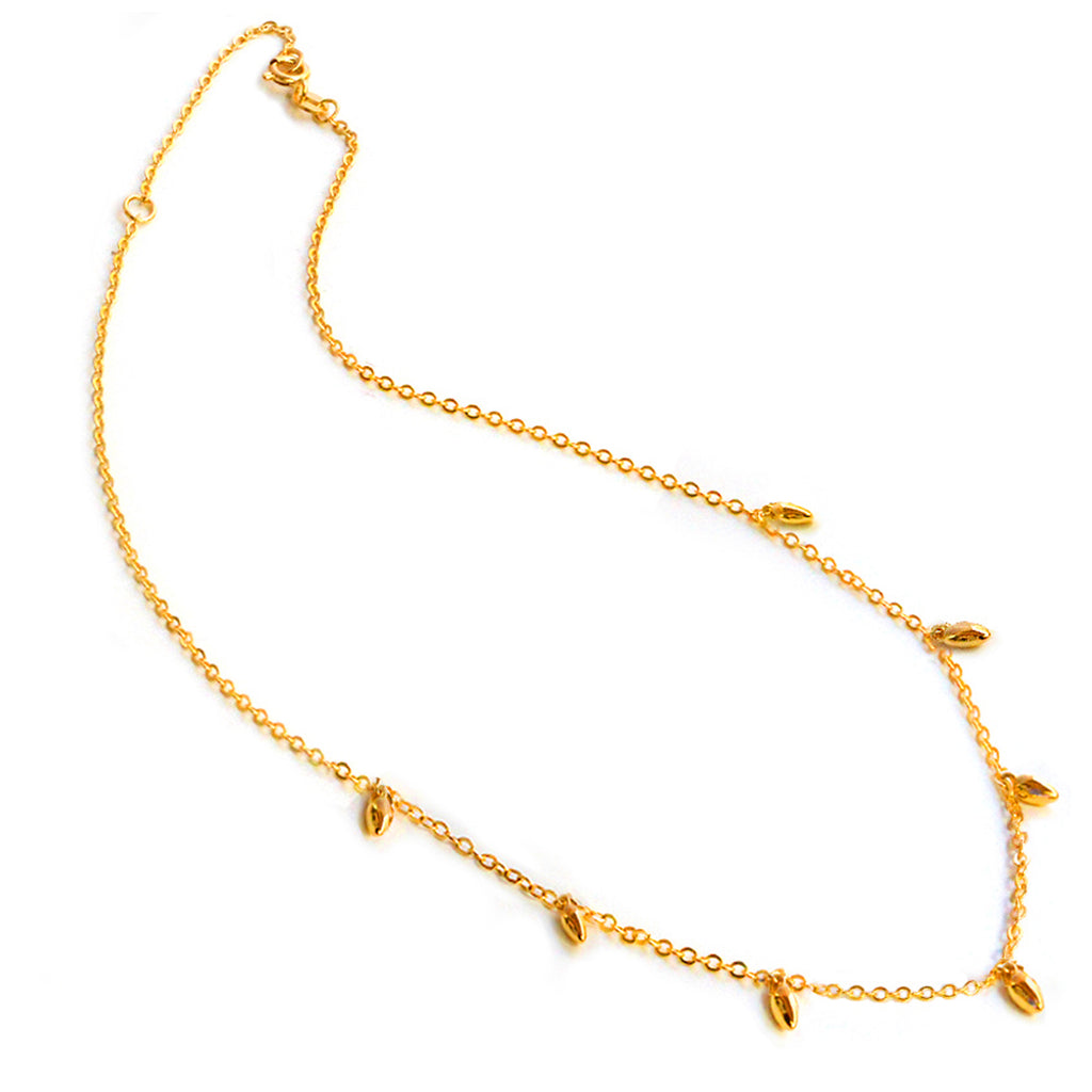 Inclusive Asian Inspired Thin Rice Bead Minimalist Chain Layering Stacking Necklace in 18K Gold Vermeil With Sterling Silver base by Sonia Hou, a celebrity AAPI Chinese demi-fine jewelry designer