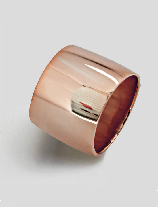 RICH wide thick bold chunky statement cigar band ring in 18k rose gold vermeil with 925 sterling silver base by Sonia Hou, a celebrity AAPI Chinese demi-fine jewelry designer