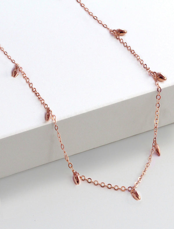 RICE CHAIN NECKLACE IN 18K ROSE GOLD OVER STERLING SILVER