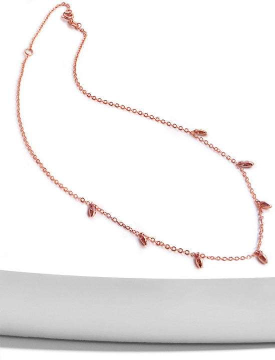 Inclusive Asian Inspired Thin Rice Bead Minimalist Chain Layering Stacking Necklace in 18K Rose Gold Vermeil With Sterling Silver base by Sonia Hou, a celebrity AAPI Chinese demi-fine jewelry designer