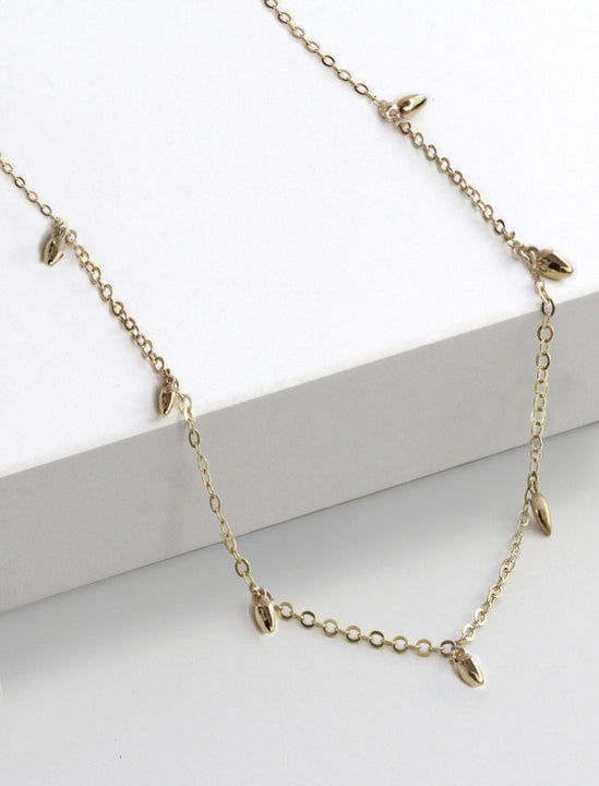 Thin RICE Bead Minimalist Chain Necklace in 925 Sterling Silver by Sonia Hou Jewelry 