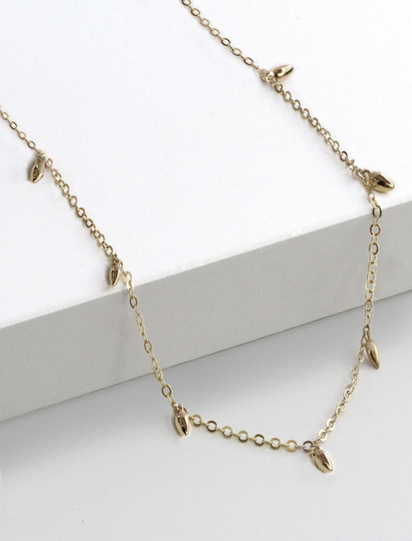 RICE BEAD THIN CHAIN NECKLACE | STERLING SILVER