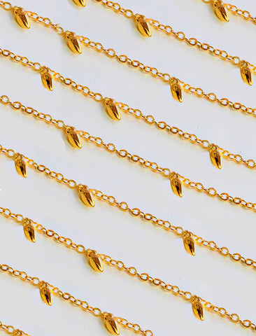 RICE BEAD 18K GOLD OVER STERLING SILVER NECKLACE