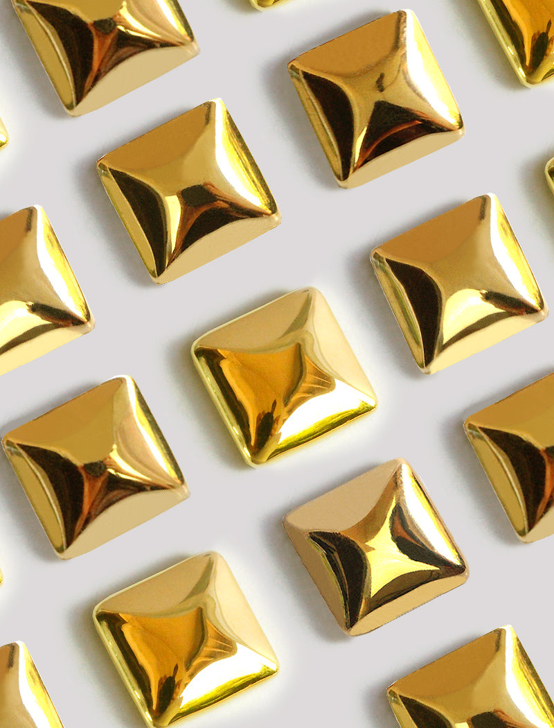 Inclusive, minimalist SQAURE stud small chunky bold thick statement earrings in 18K Gold Vermeil with 925 Sterling Silver base by Sonia Hou, a celebrity AAPI Chinese demi-fine jewelry designer