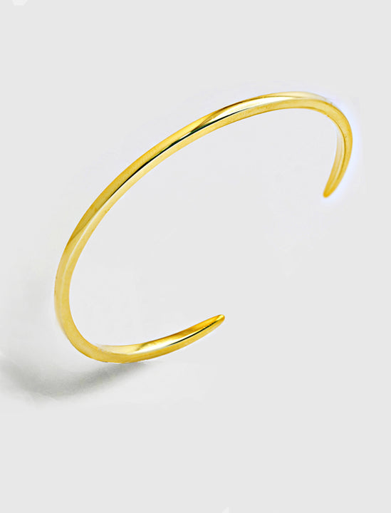 Adjustable minimalist simple Success Thin Cuff Chunky Bold Layering Stacking Statement 2 Way convertible Bangle Cuff Open Bracelet in 18K Gold Vermeil with 925 sterling silver base by Sonia Hou, a celebrity AAPI Chinese demi-fine fashion costume jewelry designer