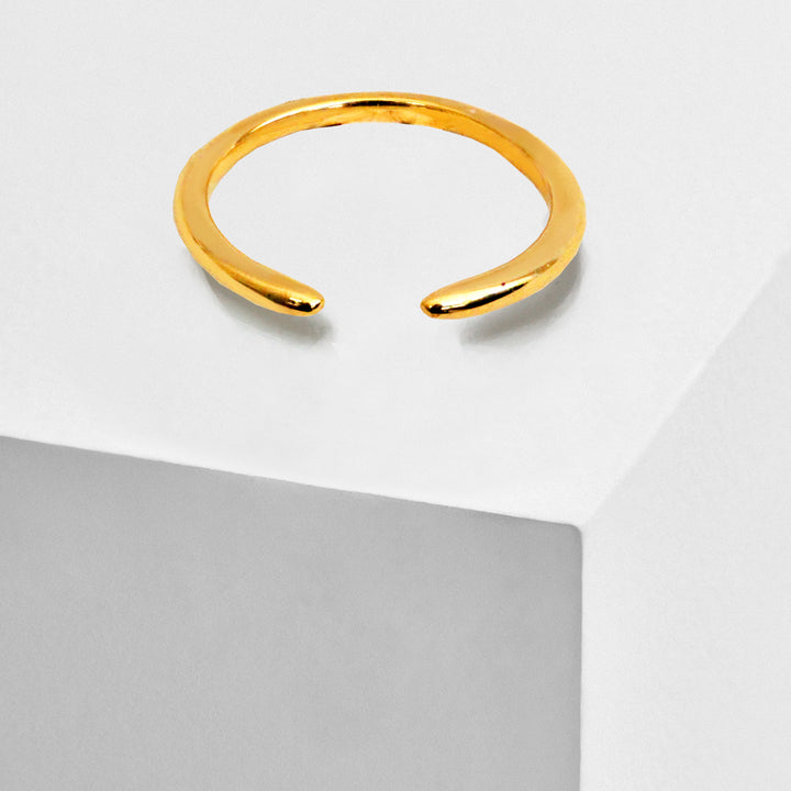 Adjustable minimalist Success Simple Midi Thick Chunky Thin Bold Layering Stacking Statement 2 Way Convertible Band Open Ring in 18K Gold Vermeil with sterling silver base by Sonia Hou, a celebrity AAPI Chinese demi-fine fashion costume jewelry designer
