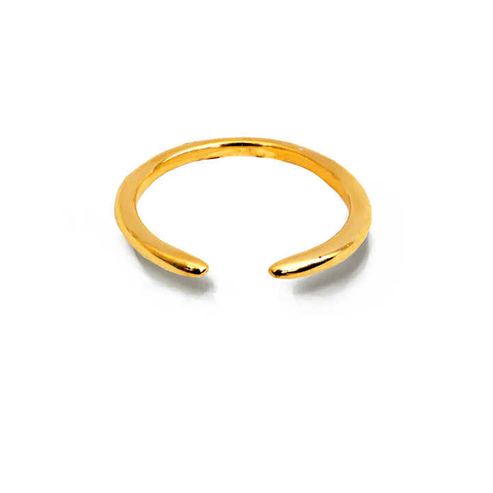 Adjustable minimalist Success Simple Midi Thick Chunky Thin Bold Layering Stacking Statement 2 Way Convertible Band Open Ring in 18K Gold Vermeil with sterling silver base by Sonia Hou, a celebrity AAPI Chinese demi-fine fashion costume jewelry designer
