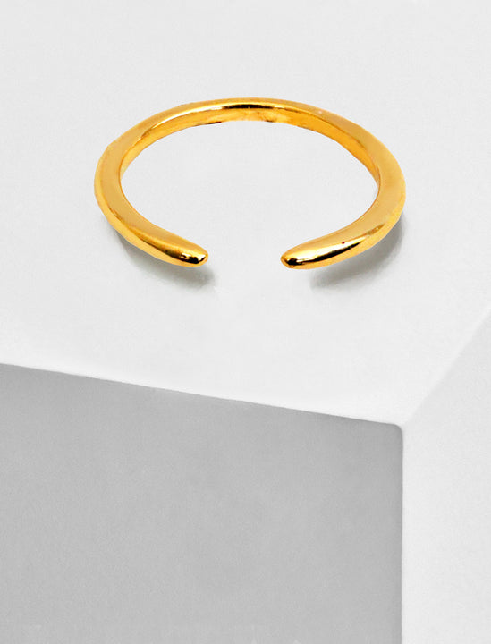 Adjustable minimalist Success Simple Midi Thick Chunky Thin Bold Layering Stacking Statement 2 Way Convertible Band Open Ring in 18K Gold Vermeil with sterling silver base by Sonia Hou, a celebrity AAPI Chinese demi-fine fashion costume jewelry designer