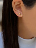 Female Model Wearing TRILL 18K Vermeil Gold Wishbone Earrings by SONIA HOU Jewelry