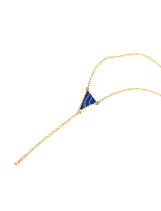 UNICORN 14K Gold Y Necklace Blissfully Blue Agate Gemstone by SONIA HOU Jewelry