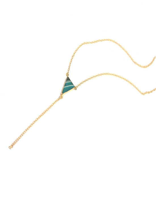 UNICORN 14K Gold Y Necklace Teasing Turquoise Agate gemstone by SONIA HOU Jewelry